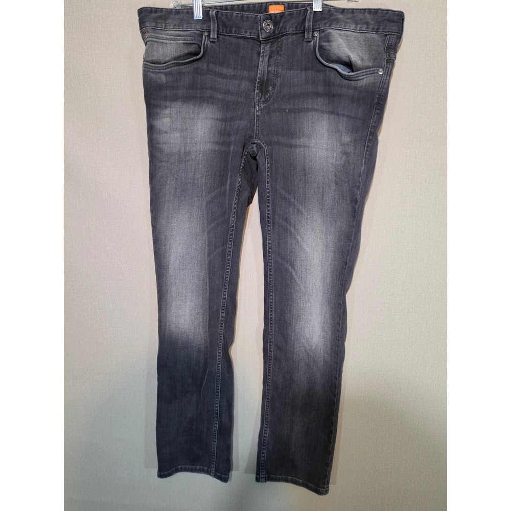 Hugo Boss Orange Mens Slim Straight Jeans Faded Gray Denim Pants